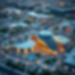 Aerial view of a modern business park in Dubai showcasing innovative architecture