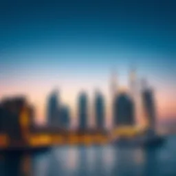 Stunning skyline view of The Pointe Palm at dusk