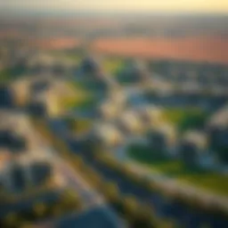 Stunning view of The Valley community showcasing modern architecture and green spaces