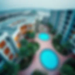 Aerial view of the stunning architecture in Tilal Al Ghaf Aura Gardens