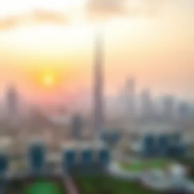 Spectacular view of Dubai skyline from Topgolf