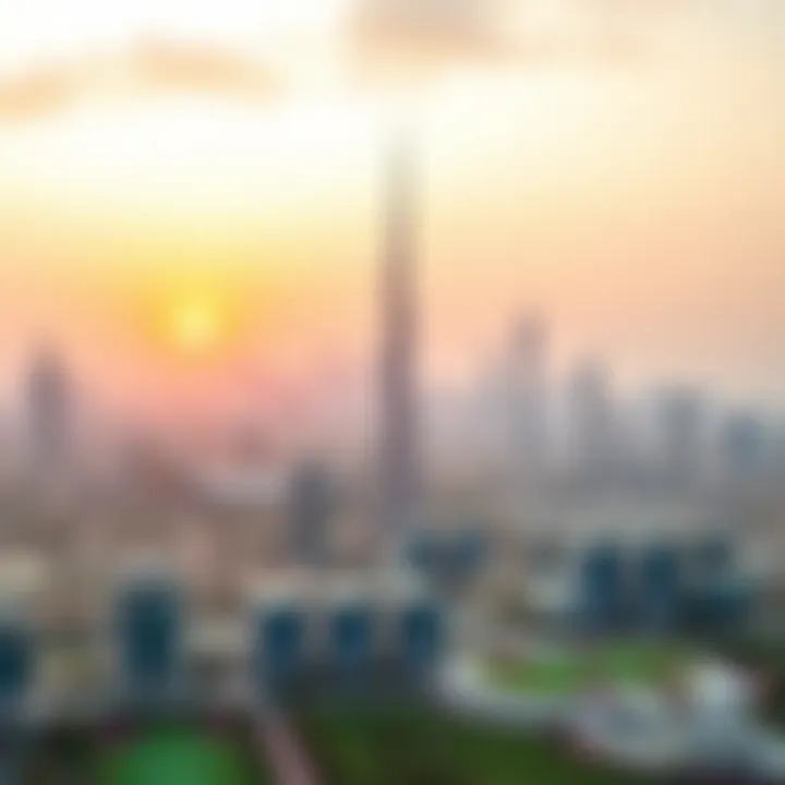 Spectacular view of Dubai skyline from Topgolf