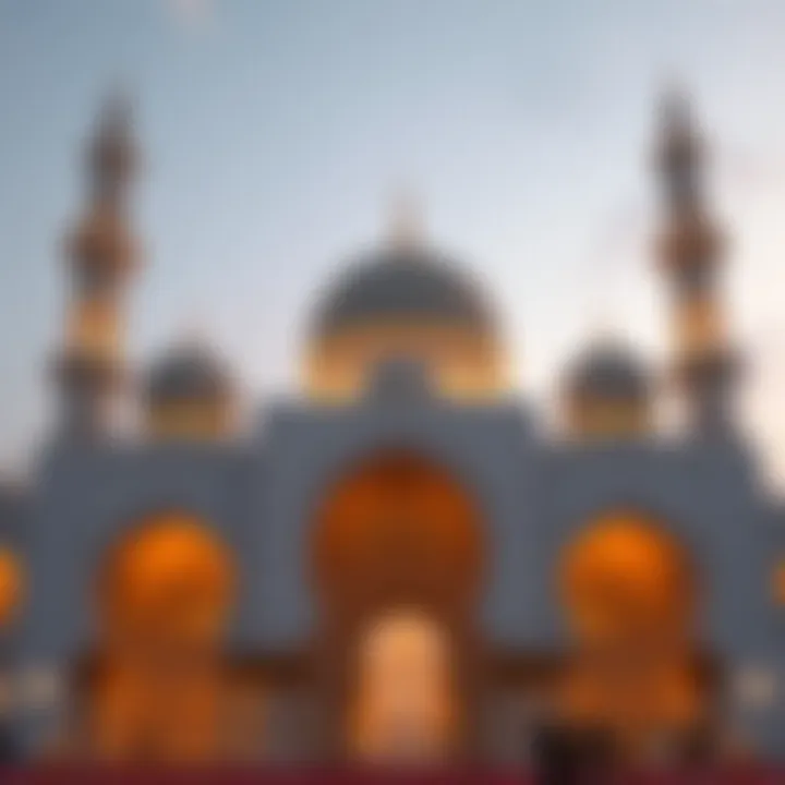 Stunning architecture of a mosque during Eid celebrations.