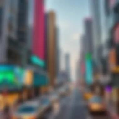 A busy Dubai business district during peak hours, reflecting economic activity.