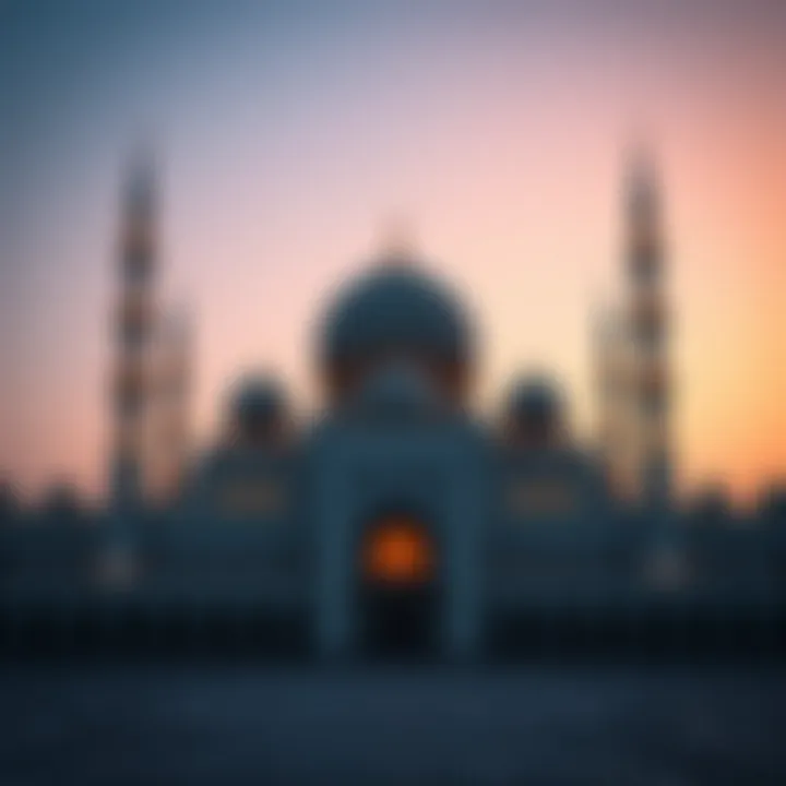 A depiction of a mosque at dawn, highlighting the significance of Fajr