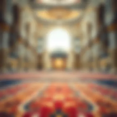 Close-up of a prayer rug at a mosque