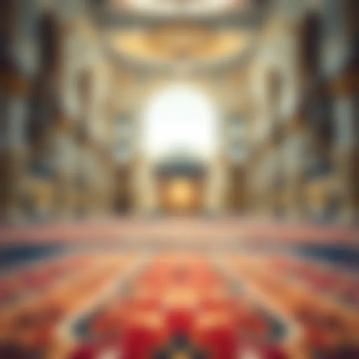 Close-up of a prayer rug at a mosque