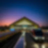 Dubai Metro Station at dusk showcasing its architectural beauty
