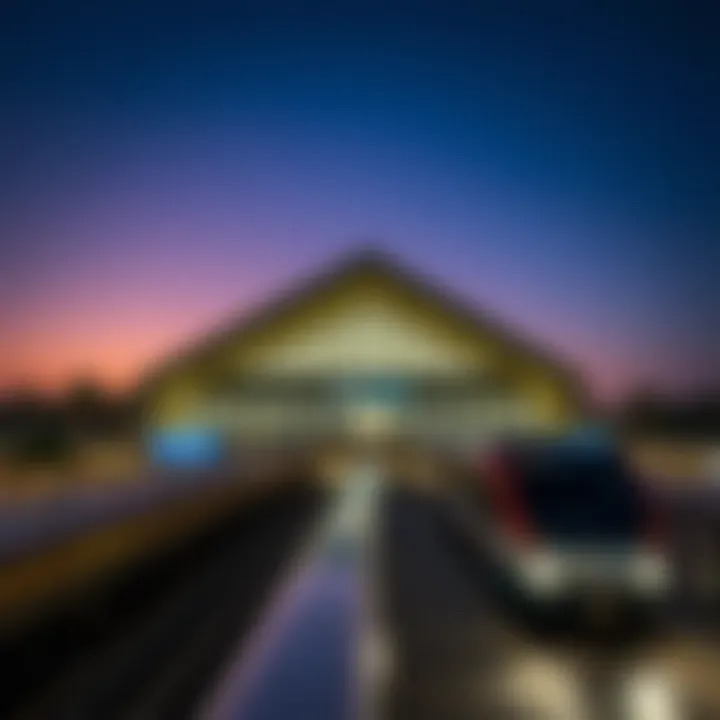 Dubai Metro Station at dusk showcasing its architectural beauty