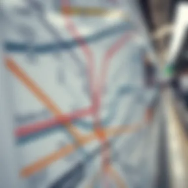 Metro map highlighting different lines and connectivity