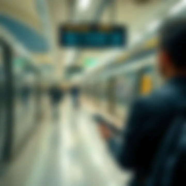Commuter checking Metro schedule