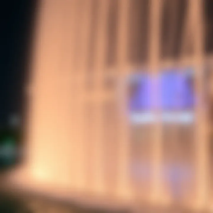 Dynamic Water Jets of Dubai Fountain A close-up of the water jets of the Dubai Fountain in motion