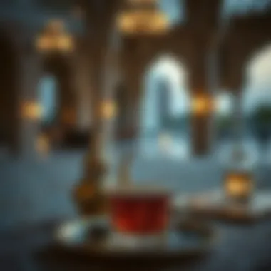 Traditional Arabic Coffee at Dawn Traditional Arabic coffee being served in a serene setting
