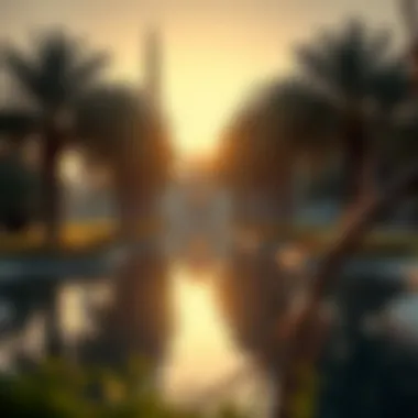 Morning Serenity in a Dubai Park A tranquil park setting reflecting morning light