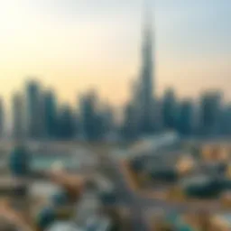 A modern skyline of Dubai showcasing iconic buildings