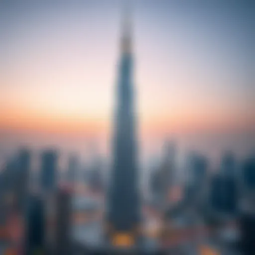 Stunning view of the Makeen Tower against the Dubai skyline