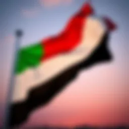 Illustration of the UAE flag waving in the wind