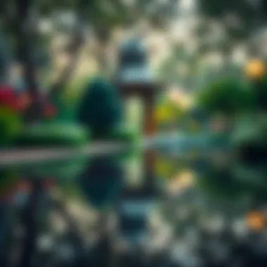 A tranquil garden scene that evokes reflection and spirituality.