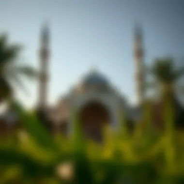 A serene mosque at midday, showcasing architectural beauty.