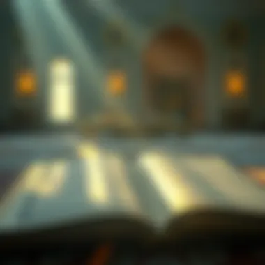 An open Quran with rays of sunlight illuminating the pages.