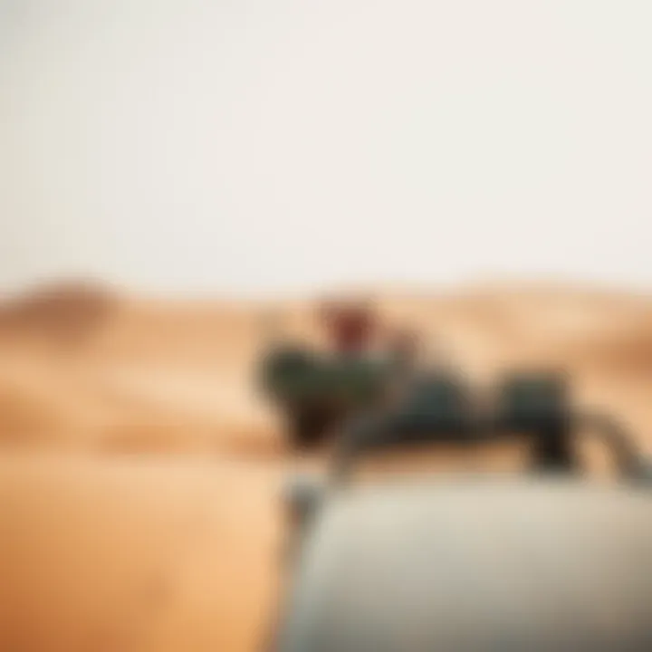 Adventurous couple exploring desert dunes on a thrilling safari