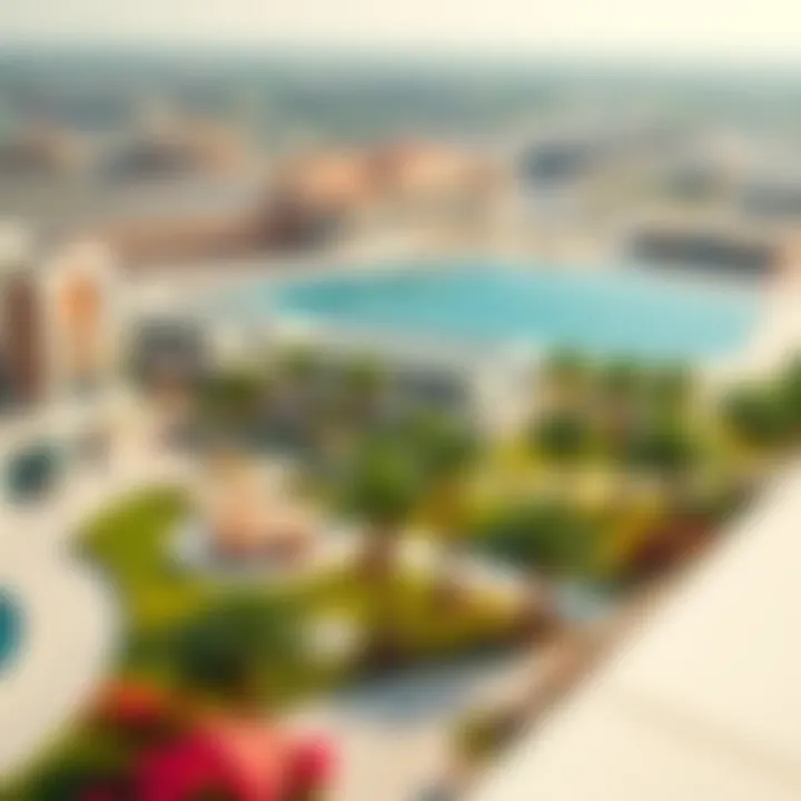 Panoramic view of community amenities surrounding Wasl Crystal 4