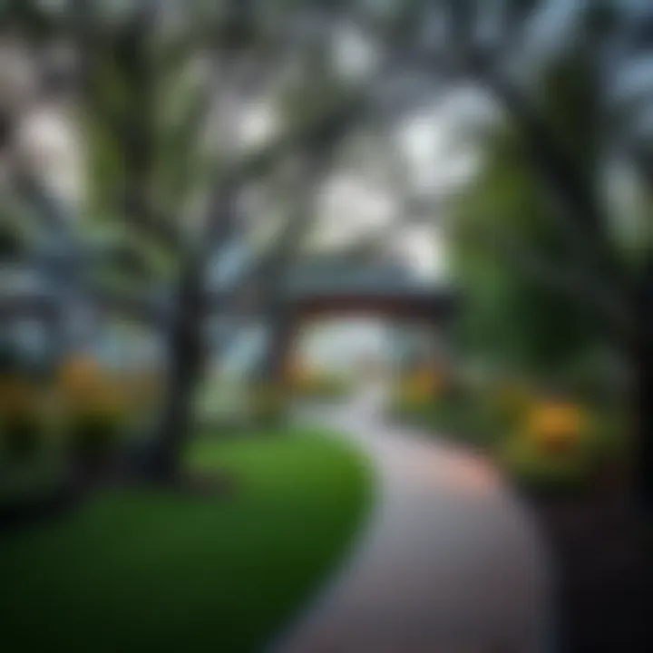 A beautifully designed park in Woodland Dubai with walking paths and natural elements