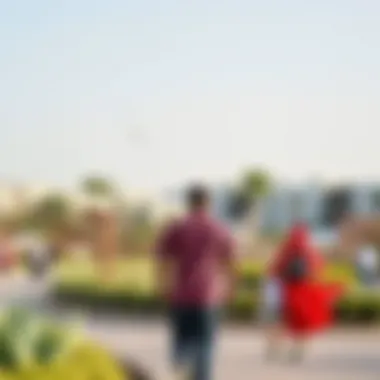 Community Life in Yas Land Vibrant community life in Yas Land with parks and recreational areas.